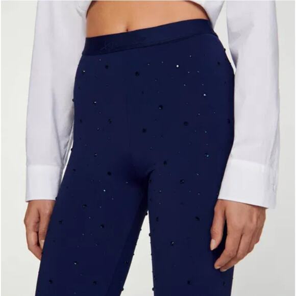 Sandro Women's Blue Marine Rhinestone Leggings Size 38 | Small - Picture 2 of 11